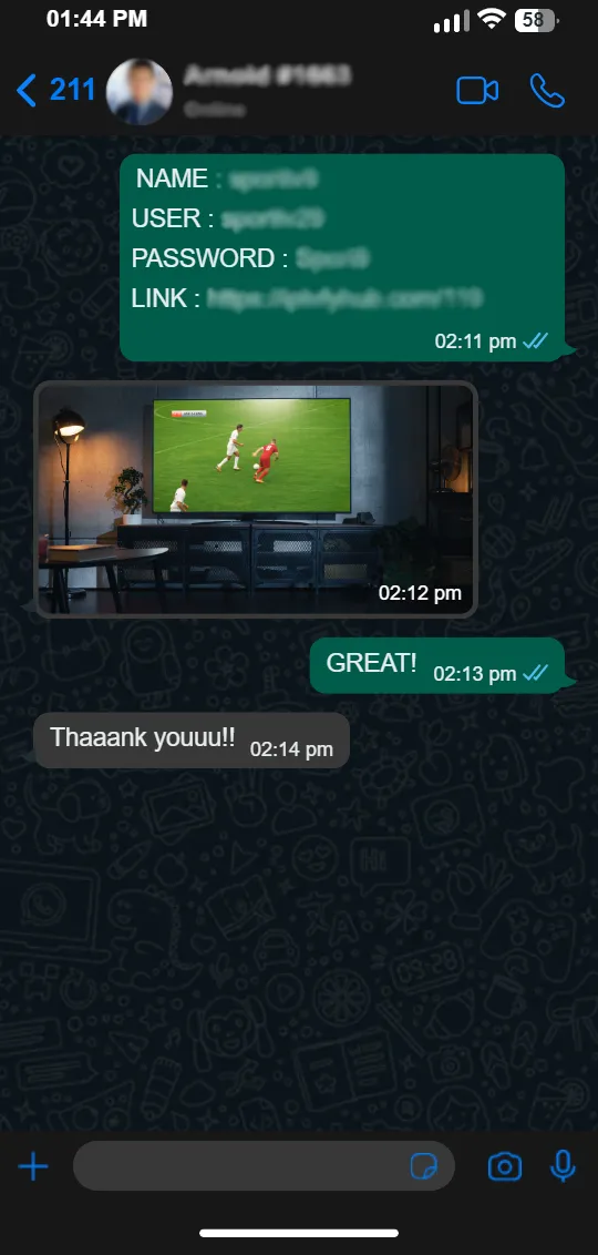 User feedback on IPTV Gold - Happy Golden IPTV subscriber